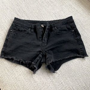 Blank NYC Faded Black Distressed Hem Jean Shorts